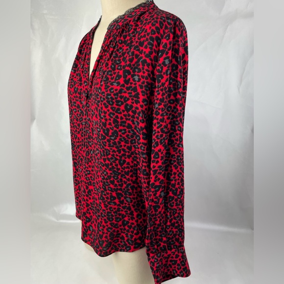Zadig & Voltaire Red & Black Leo Print Tunic Blouse Sz S - Picture 4 of 12